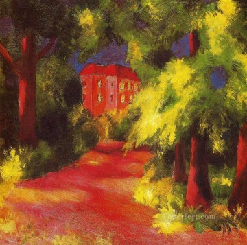 オーガスト・マッケ Painting - 公園の赤い家 オーガスト・マッケ